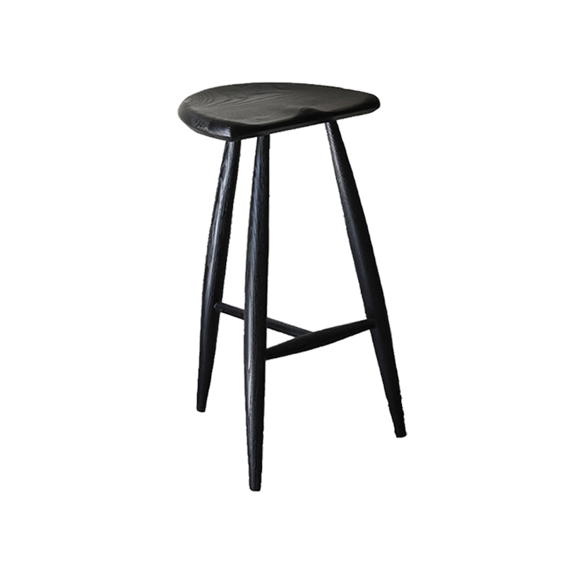 Solid Wood Dining Stools Contoured Seat Bar Stools with Footrest