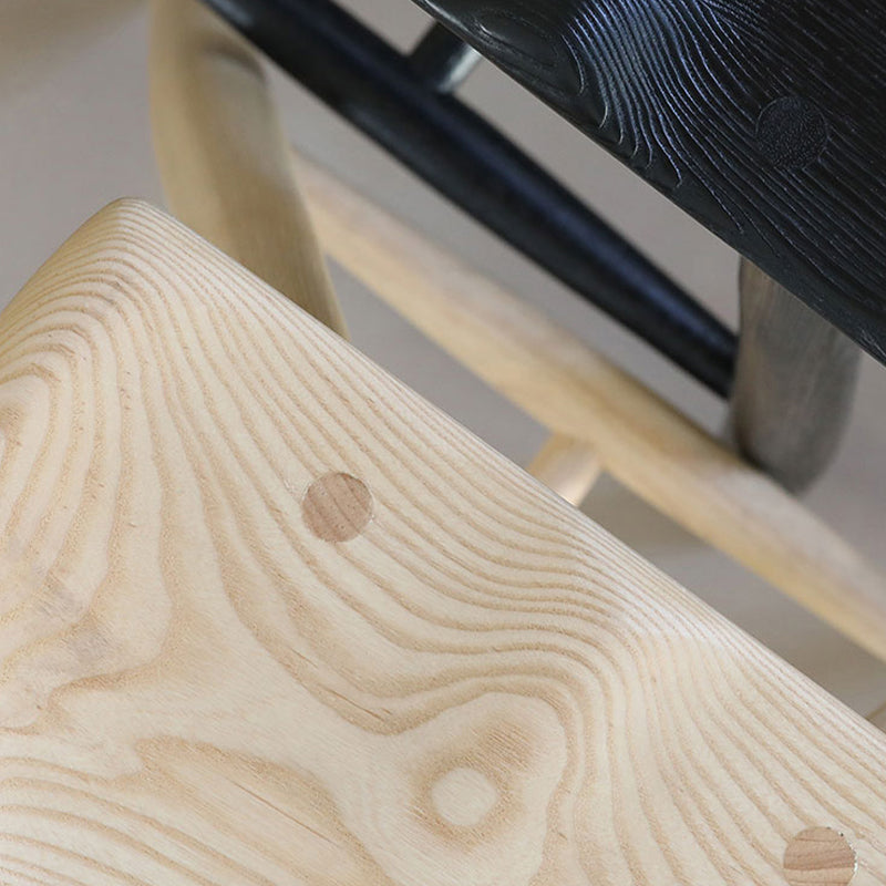 Solid Wood Dining Stools Contoured Seat Bar Stools with Footrest