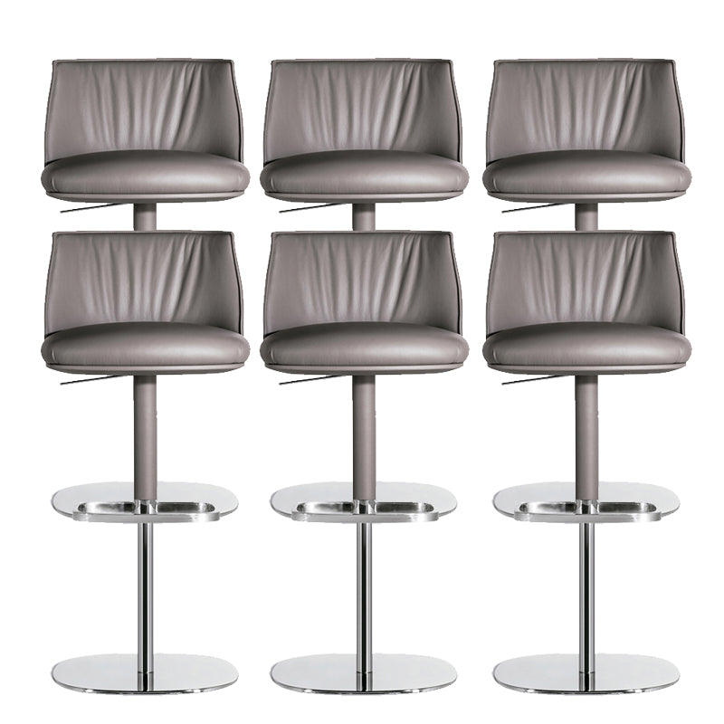 Faux Leather Bar Stools Adjustable Height Swivel Dining Stools with Footrest