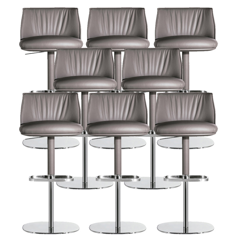 Faux Leather Bar Stools Adjustable Height Swivel Dining Stools with Footrest