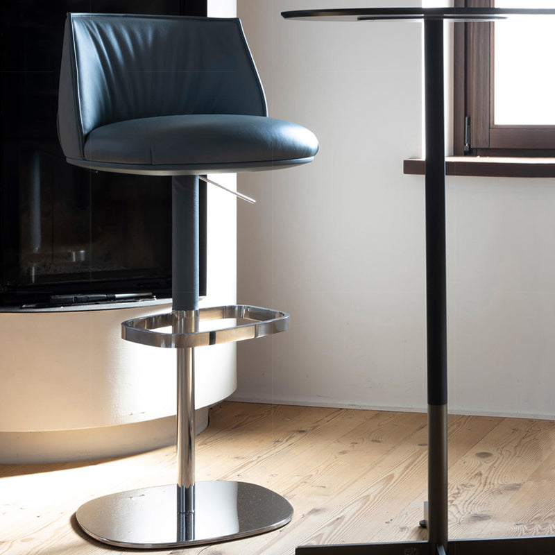 Faux Leather Bar Stools Adjustable Height Swivel Dining Stools with Footrest