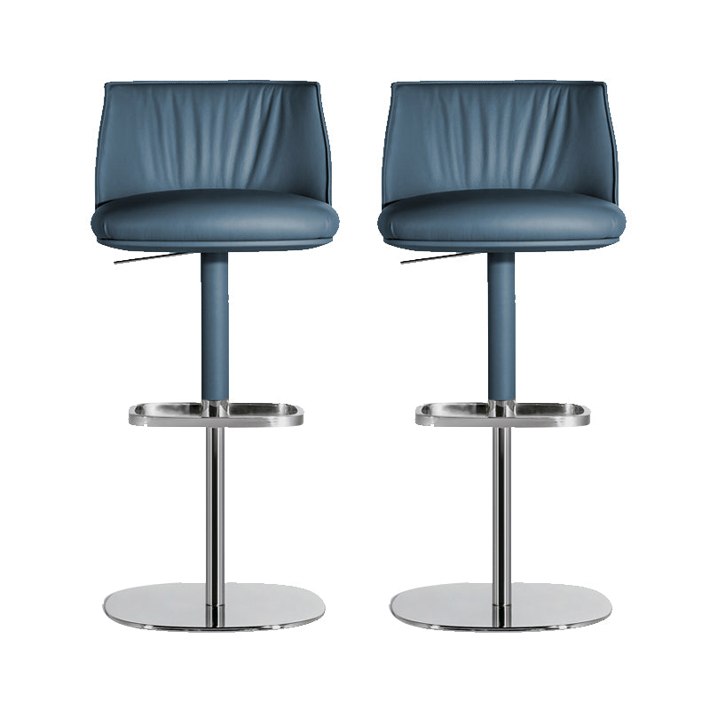 Faux Leather Bar Stools Adjustable Height Swivel Dining Stools with Footrest