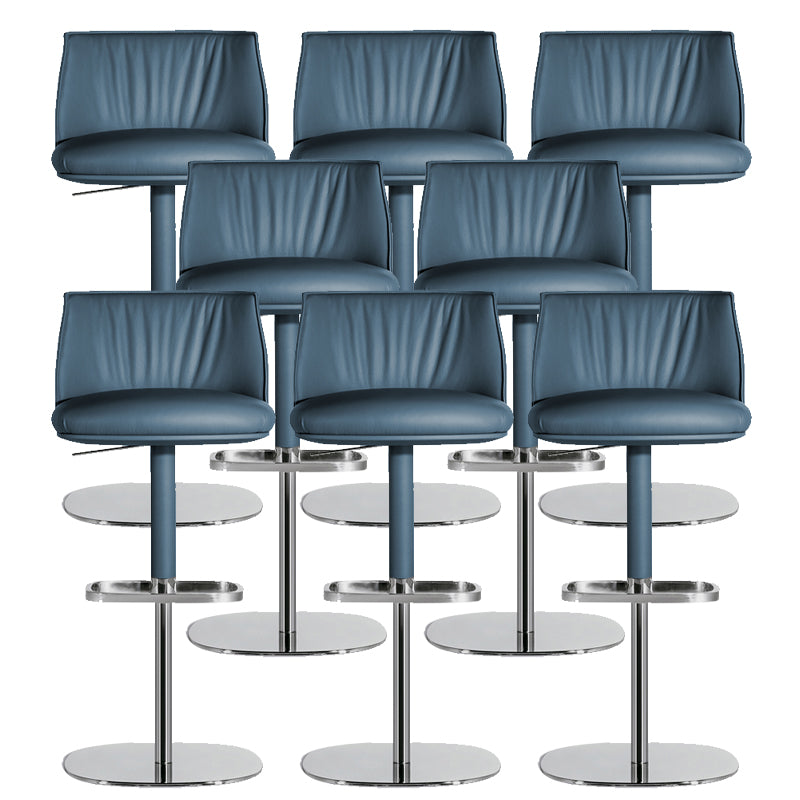 Faux Leather Bar Stools Adjustable Height Swivel Dining Stools with Footrest