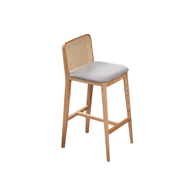 Solid Wood Dining Stools Faux Leather Bar Stools with Footrest