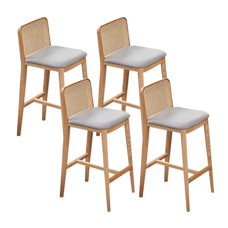 Solid Wood Dining Stools Faux Leather Bar Stools with Footrest