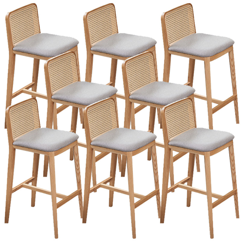 Solid Wood Dining Stools Faux Leather Bar Stools with Footrest