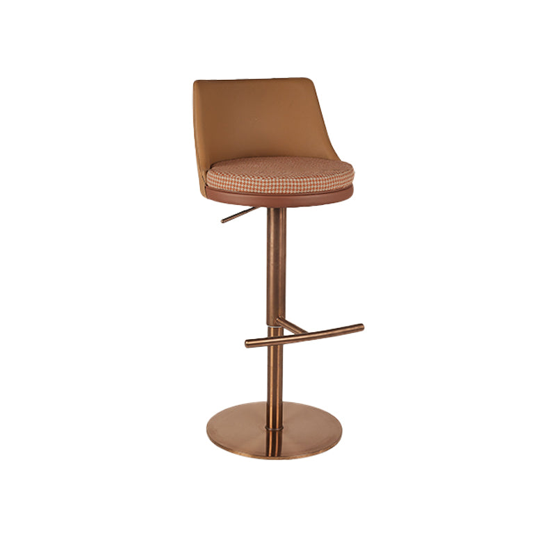 Armless Bar Stools Adjustable Height Dining Stools with Metal Base