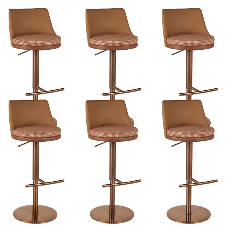 Armless Bar Stools Adjustable Height Dining Stools with Metal Base