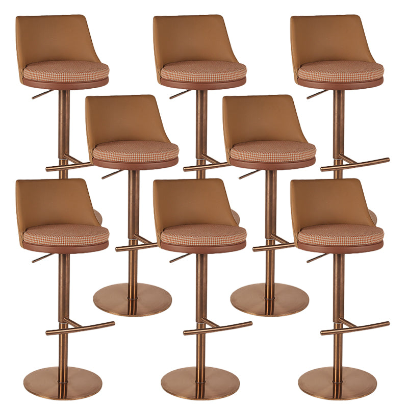 Armless Bar Stools Adjustable Height Dining Stools with Metal Base