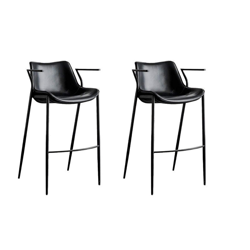 Armless Bar Stools Adjustable Height Dining Stools with Metal Base