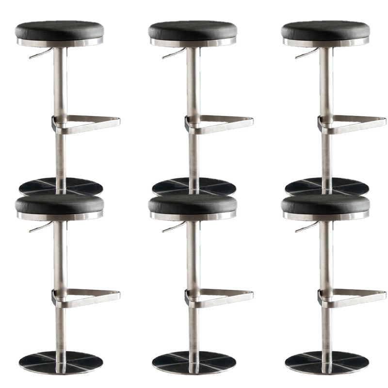 Armless Bar Stools Adjustable Height Dining Stools with Metal Base