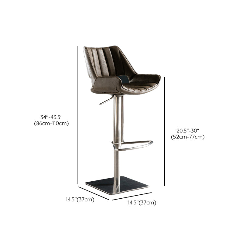 Armless Bar Stools Adjustable Height Dining Stools with Metal Base