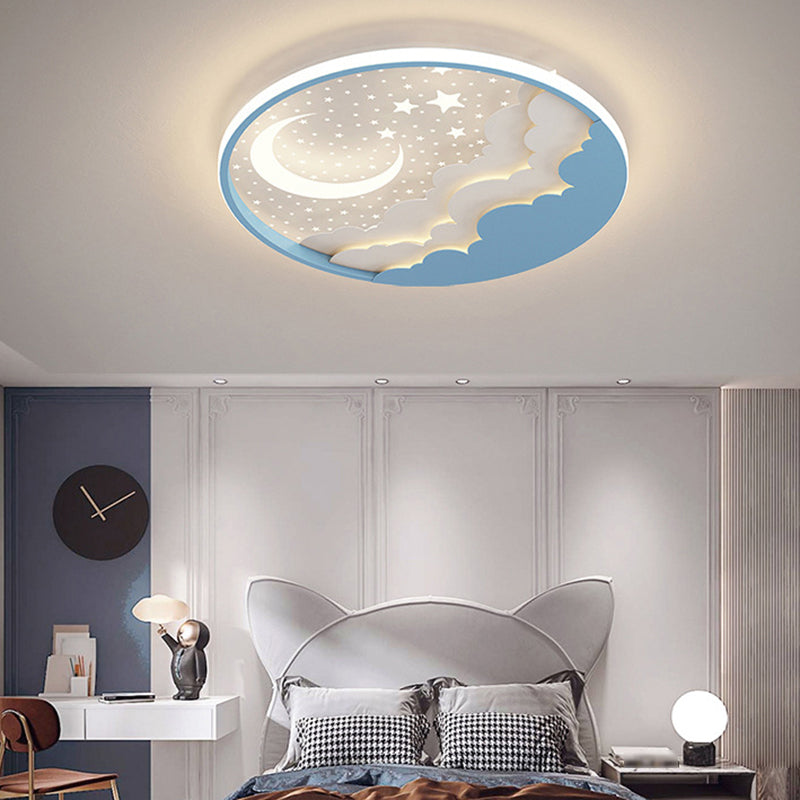 1 Light Circular Flush Mount Contemporary Metal Ceiling Light Fixture
