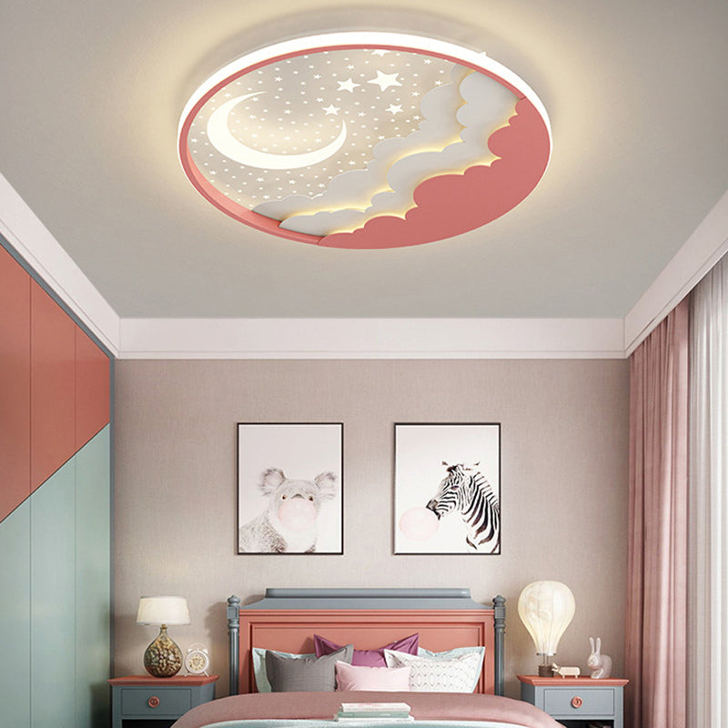 1 Light Circular Flush Mount Contemporary Metal Ceiling Light Fixture