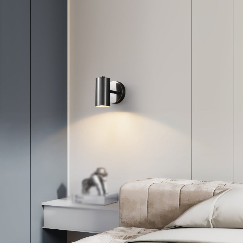 Metal Cylinder Shape Wall Lighting Modern Style 1 Light Wall Light Sconce in Black