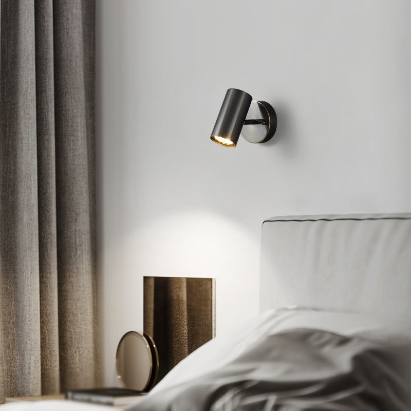 Metal Cylinder Shape Wall Lighting Modern Style 1 Light Wall Light Sconce in Black
