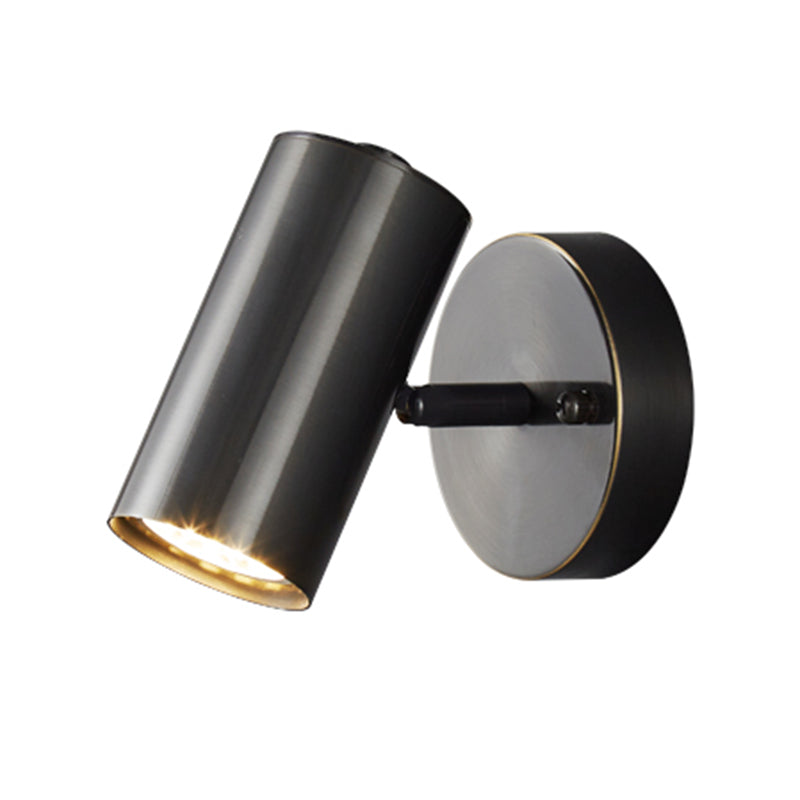 Metal Cylinder Shape Wall Lighting Modern Style 1 Light Wall Light Sconce in Black