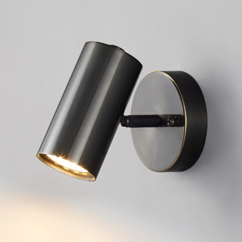 Metal Cylinder Shape Wall Lighting Modern Style 1 Light Wall Light Sconce in Black