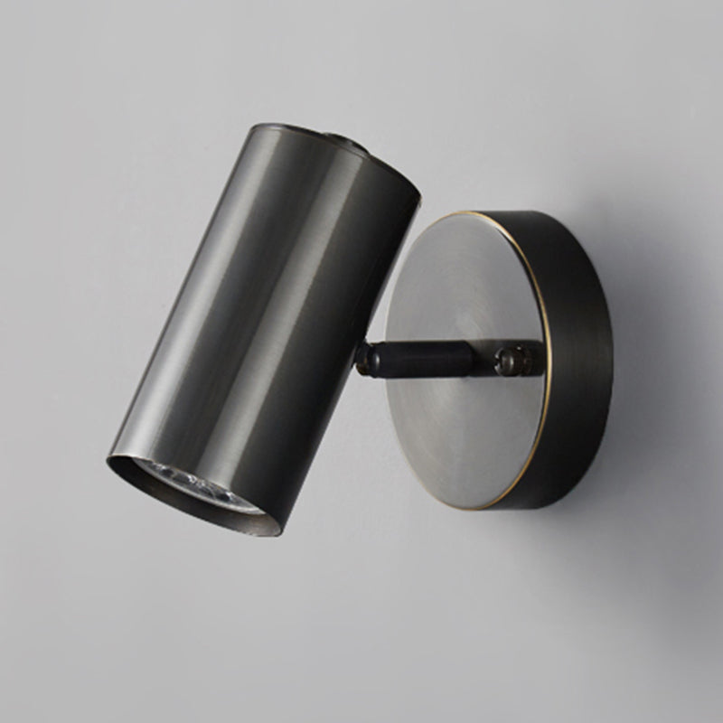 Metal Cylinder Shape Wall Lighting Modern Style 1 Light Wall Light Sconce in Black