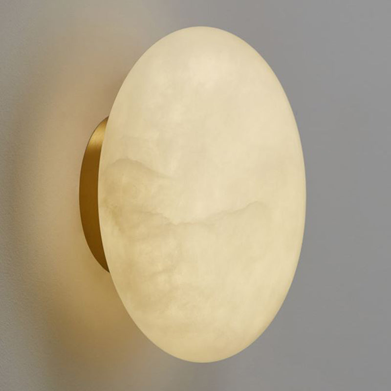 LED Wall Lamp Modern Round Wall Mount Lamp with Stone Shade for Bedroom
