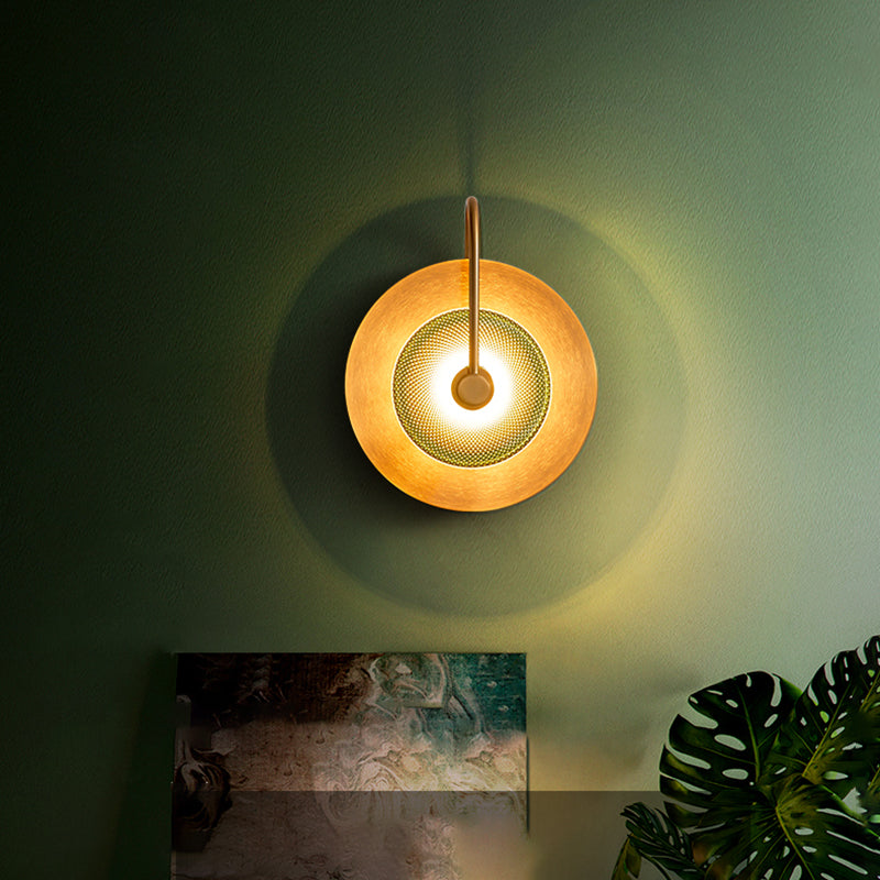 LED Post Modern Wall Sconce Iron & Glass 1 - Light Wall Mounted Fixture in Gold Finish