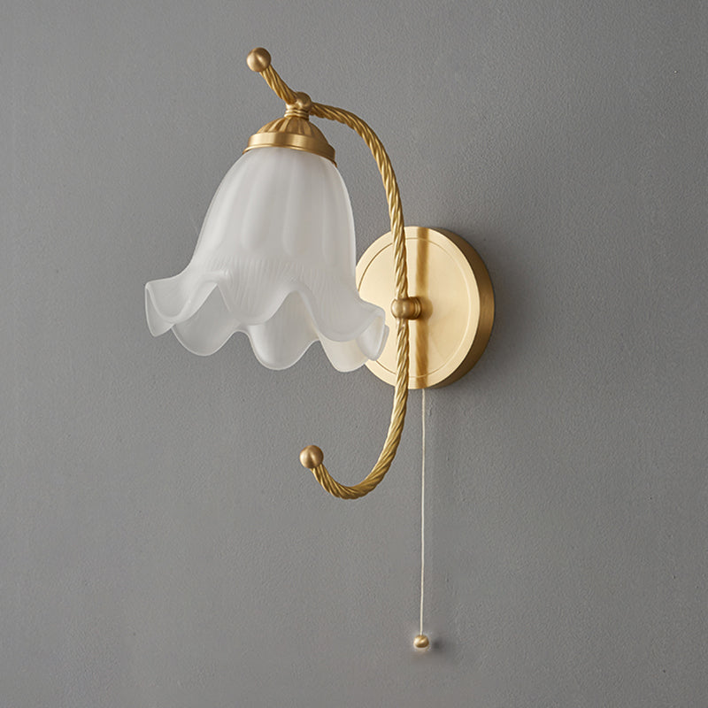 Glass Flower Shape Wall Lighting Modern Style 1 Light Wall Light Sconce in Gold