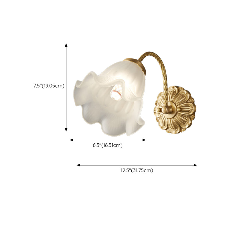 Glass Flower Shape Wall Lighting Modern Style 1 Light Wall Light Sconce in Gold
