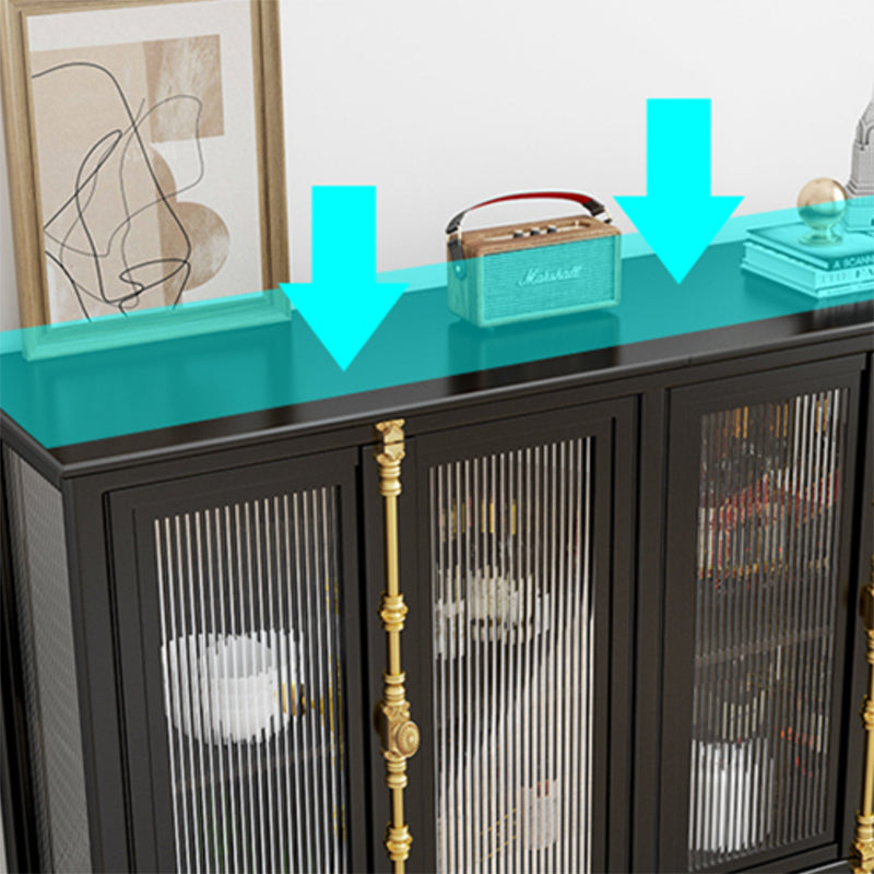 Contemporary Display Stand Metal Glass Doors Curio Cabinet with Doors