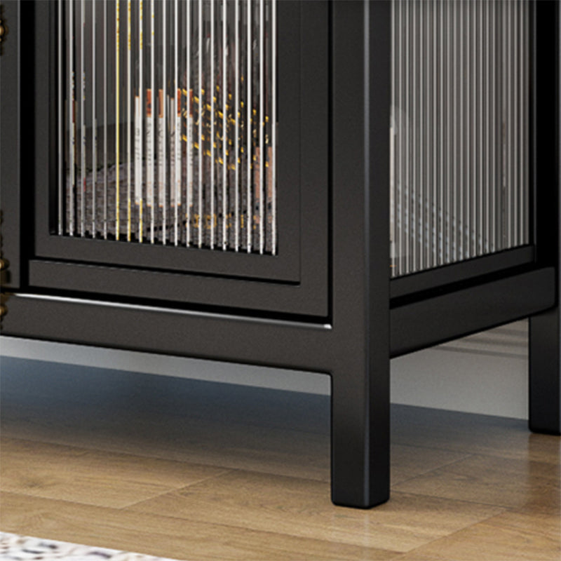 Contemporary Display Stand Metal Glass Doors Curio Cabinet with Doors
