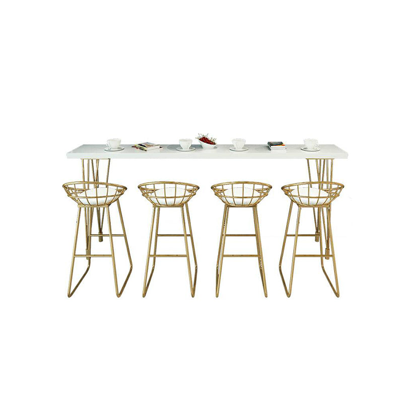 Glam Pine Wood Bar Table Rectangle Table Golden Legs for Milk Tea Shop