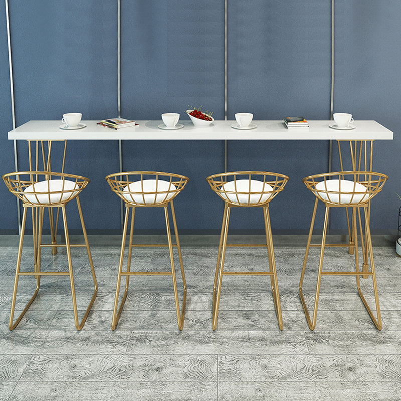 Glam Pine Wood Bar Table Rectangle Table Golden Legs for Milk Tea Shop