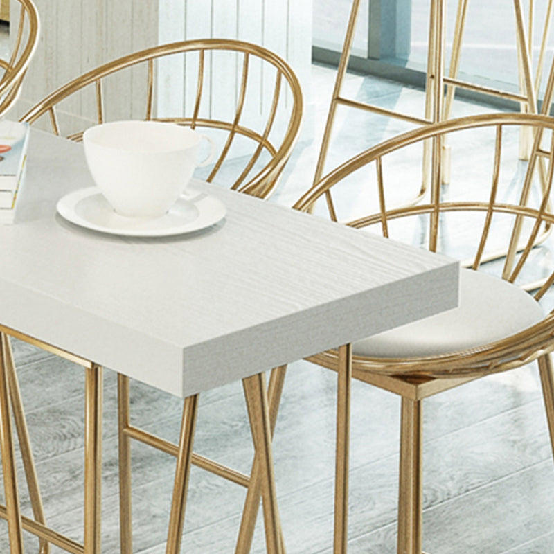 Glam Pine Wood Bar Table Rectangle Table Golden Legs for Milk Tea Shop