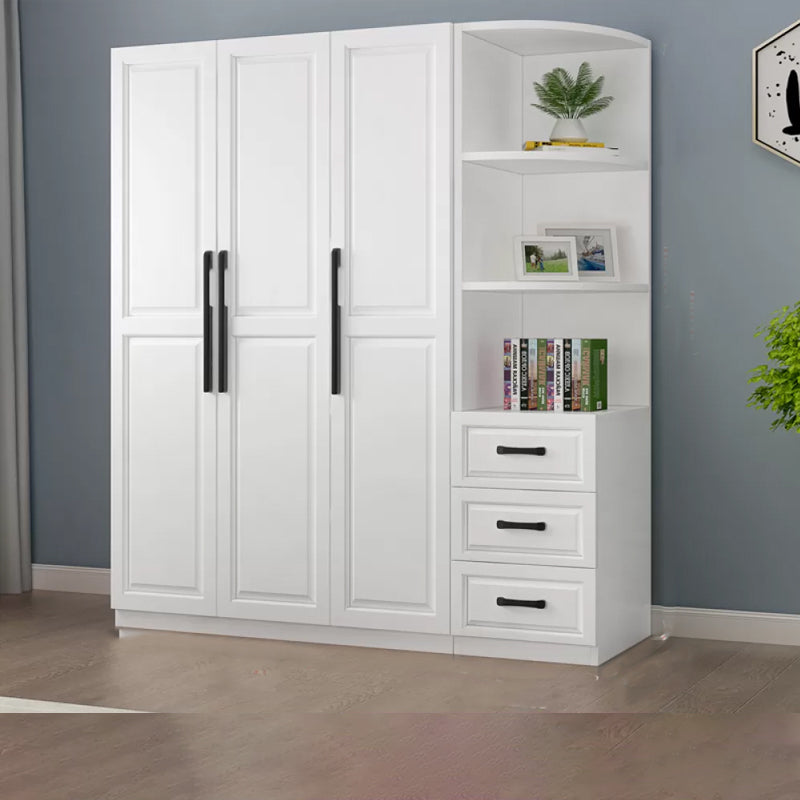 Freestanding Wood Frame Wardrobe Modern Hinged Soft Close Doors Wardrobe and Drawers