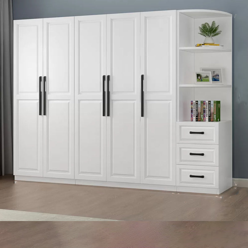 Freestanding Wood Frame Wardrobe Modern Hinged Soft Close Doors Wardrobe and Drawers
