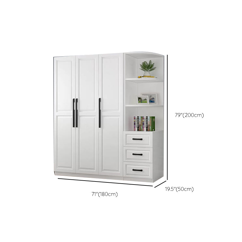 Freestanding Wood Frame Wardrobe Modern Hinged Soft Close Doors Wardrobe and Drawers