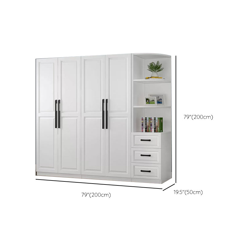 Freestanding Wood Frame Wardrobe Modern Hinged Soft Close Doors Wardrobe and Drawers