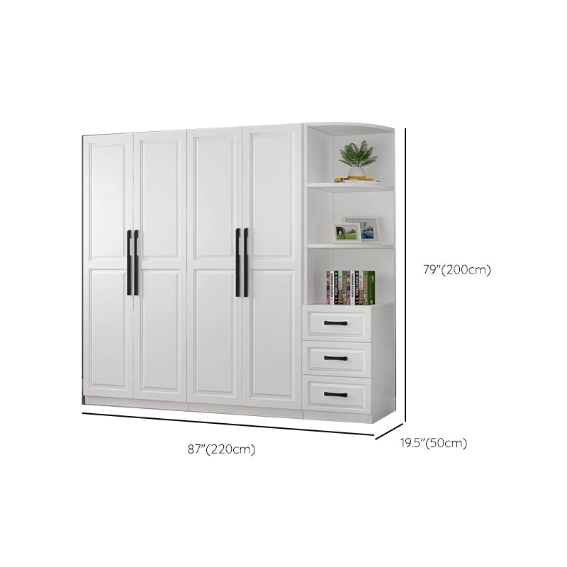Freestanding Wood Frame Wardrobe Modern Hinged Soft Close Doors Wardrobe and Drawers