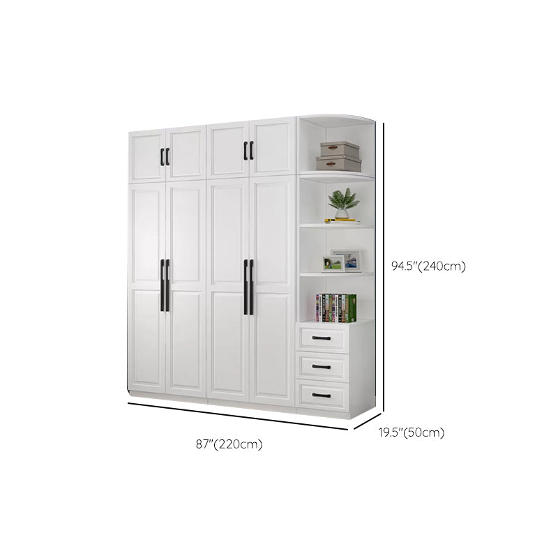 Freestanding Wood Frame Wardrobe Modern Hinged Soft Close Doors Wardrobe and Drawers