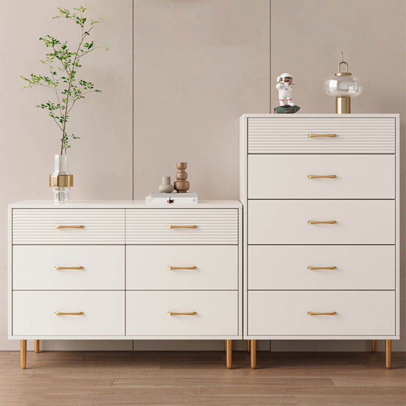 Contemporary Bar Pulls Accent Chest Straight Legs White Accent Chest with Drawer