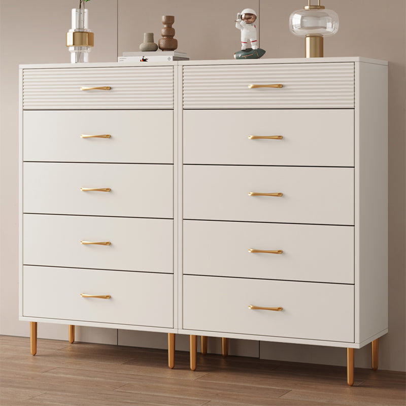 Contemporary Bar Pulls Accent Chest Straight Legs White Accent Chest with Drawer