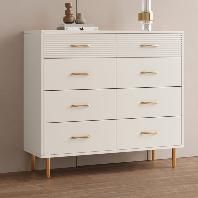 Contemporary Bar Pulls Accent Chest Straight Legs White Accent Chest with Drawer