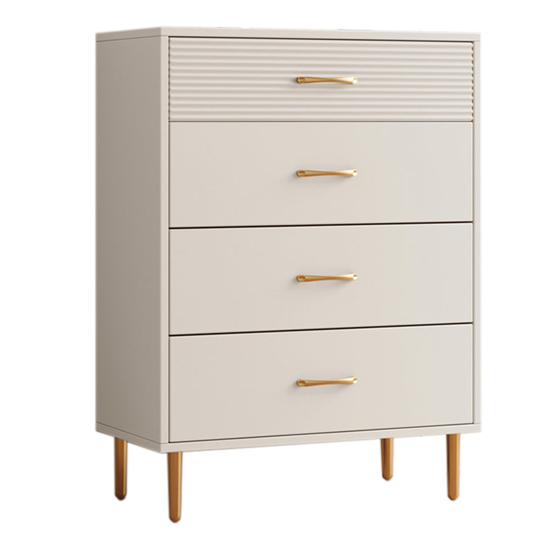 Contemporary Bar Pulls Accent Chest Straight Legs White Accent Chest with Drawer