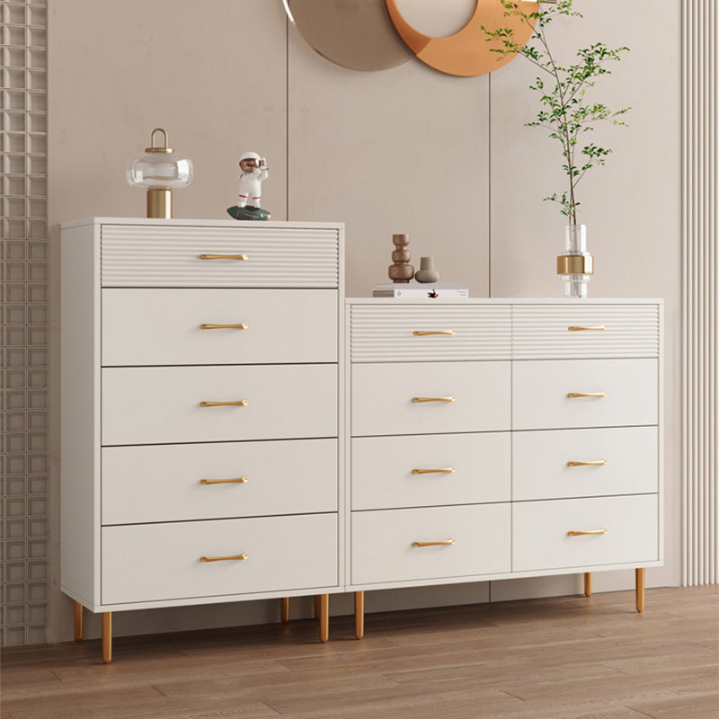Contemporary Bar Pulls Accent Chest Straight Legs White Accent Chest with Drawer