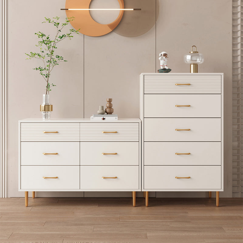 Contemporary Bar Pulls Accent Chest Straight Legs White Accent Chest with Drawer