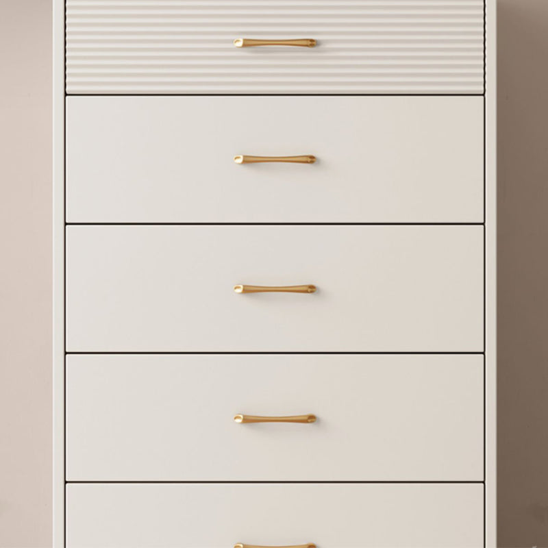 Contemporary Bar Pulls Accent Chest Straight Legs White Accent Chest with Drawer