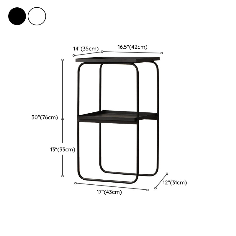 Mid-Century Tray Side Table Iron Sled Base End Table with Shelf
