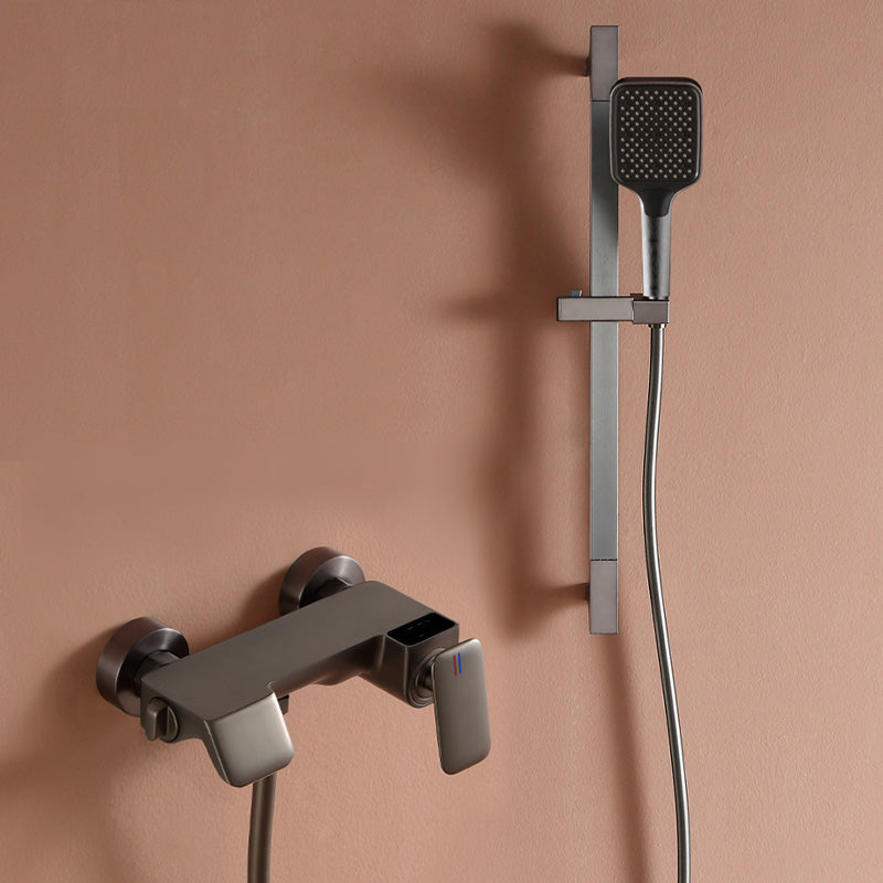 Modern Shower Set Solid Color Wall Mounted Slide Bar Included Shower Combo