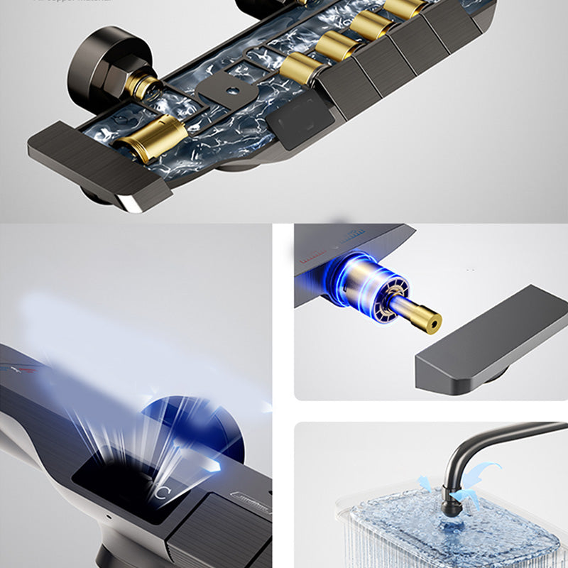 Modern Thermostatic Shower System Solid Color Slide Bar Included Shower Head Combo