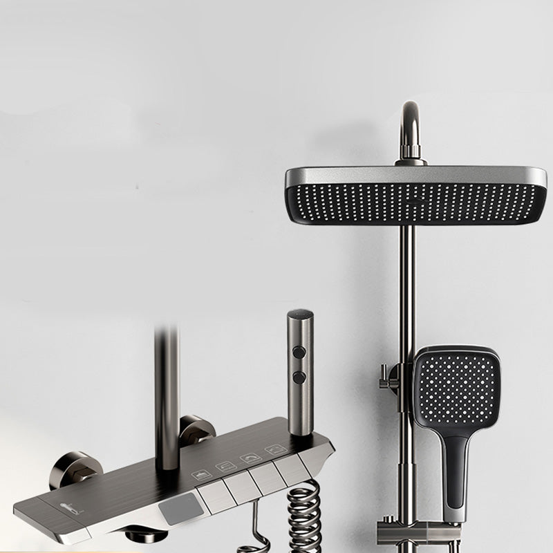 Modern Thermostatic Shower System Solid Color Slide Bar Included Shower Head Combo