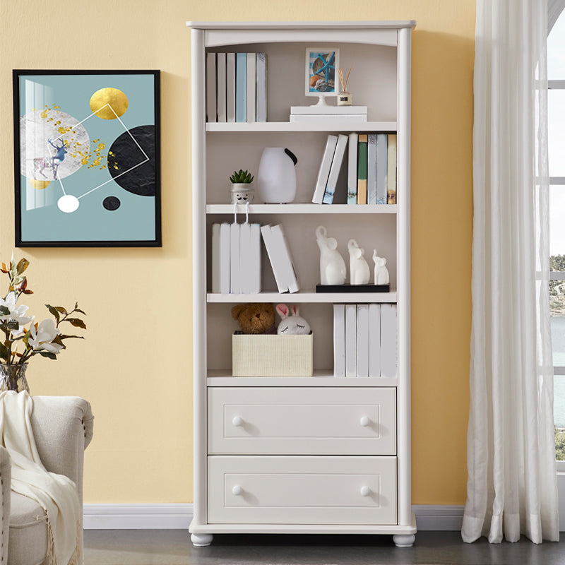 White Wooden Bookshelf Standard Shelves Included Closed Back Bookcase